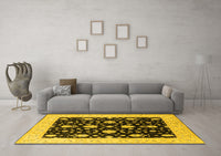 Machine Washable Oriental Yellow Traditional Rug, wshurb475yw