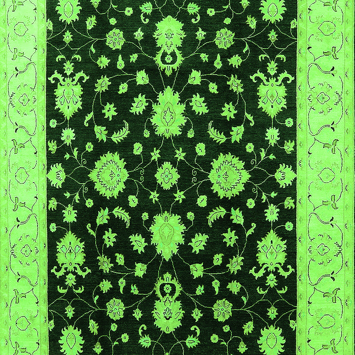 Machine Washable Oriental Green Traditional Area Rugs, wshurb475grn