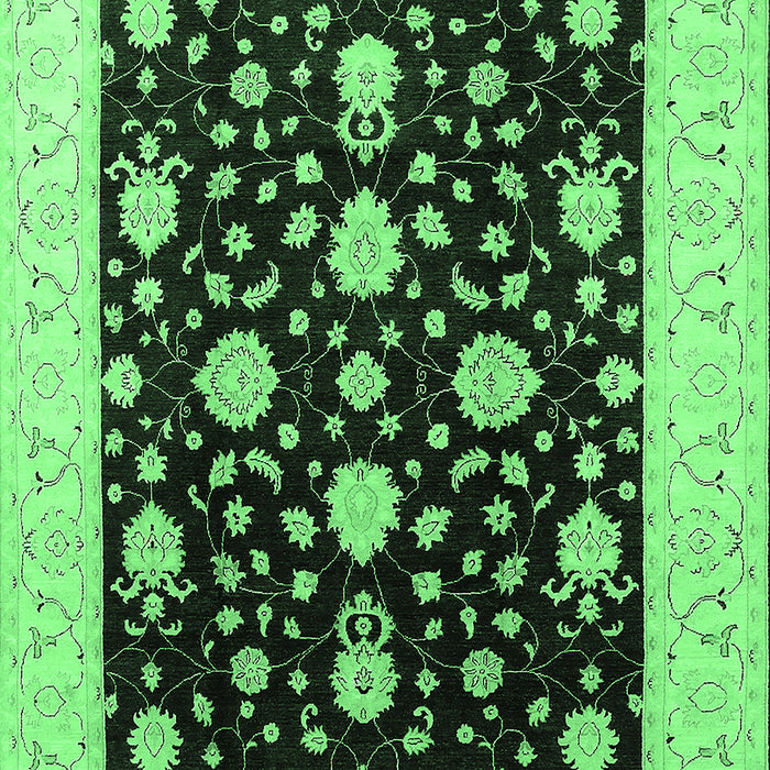 Machine Washable Oriental Emerald Green Traditional Area Rugs, wshurb475emgrn