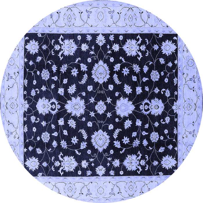 Round Oriental Blue Traditional Rug, urb475blu