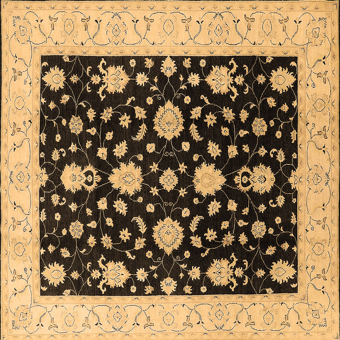 Square Oriental Brown Traditional Rug, urb475brn