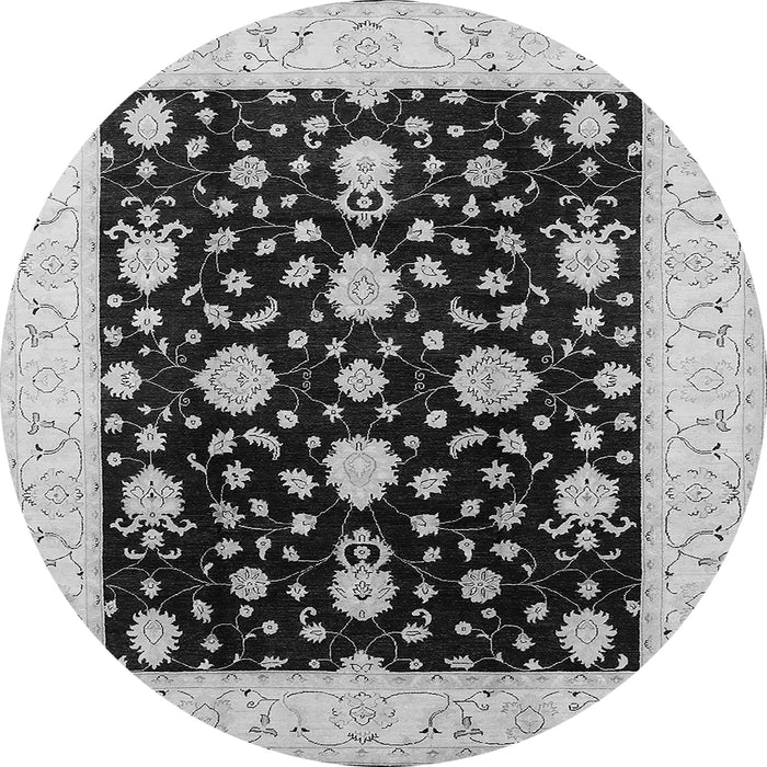 Round Oriental Gray Traditional Rug, urb475gry
