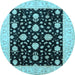 Round Oriental Light Blue Traditional Rug, urb475lblu