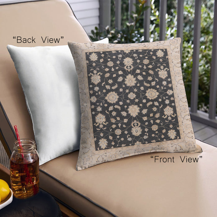 Front View of Mid-Century Modern Urban Square Burgundy Brown Throw Pillow, 18 inch by 18 inch, pwurb475