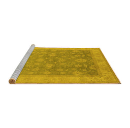 Sideview of Machine Washable Oriental Yellow Traditional Rug, wshurb476yw