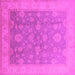 Square Machine Washable Oriental Pink Traditional Rug, wshurb476pnk