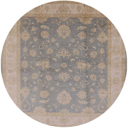 Round Mid-Century Modern Rose Purple Oriental Rug, urb476