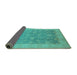 Sideview of Oriental Turquoise Traditional Rug, urb476turq