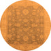 Round Machine Washable Oriental Orange Traditional Area Rugs, wshurb476org