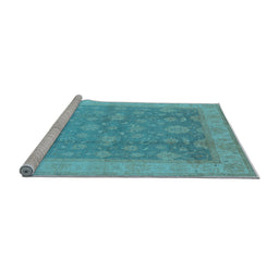 Sideview of Machine Washable Oriental Light Blue Traditional Rug, wshurb476lblu