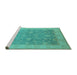 Sideview of Machine Washable Oriental Turquoise Traditional Area Rugs, wshurb476turq