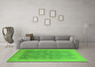 Machine Washable Oriental Green Traditional Area Rugs in a Living Room,, wshurb476grn