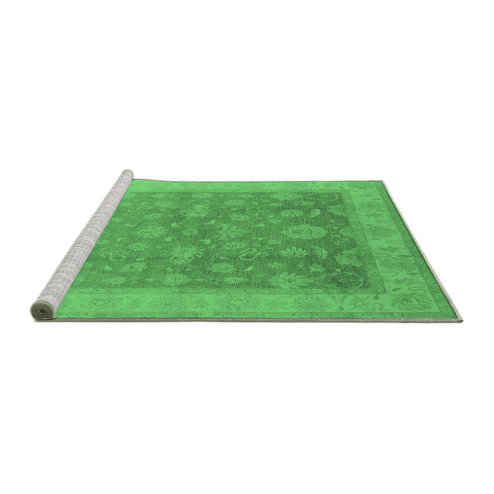 Sideview of Machine Washable Oriental Emerald Green Traditional Area Rugs, wshurb476emgrn
