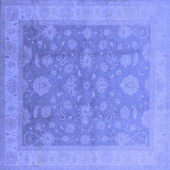 Square Machine Washable Oriental Blue Traditional Rug, wshurb476blu