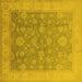 Square Machine Washable Oriental Yellow Traditional Rug, wshurb476yw