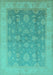 Machine Washable Oriental Turquoise Traditional Area Rugs, wshurb476turq