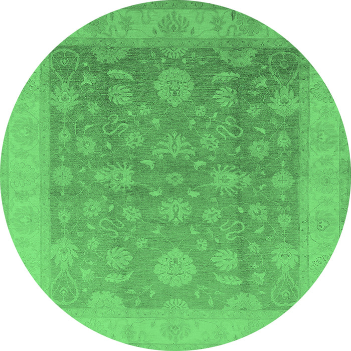 Round Oriental Emerald Green Traditional Rug, urb476emgrn