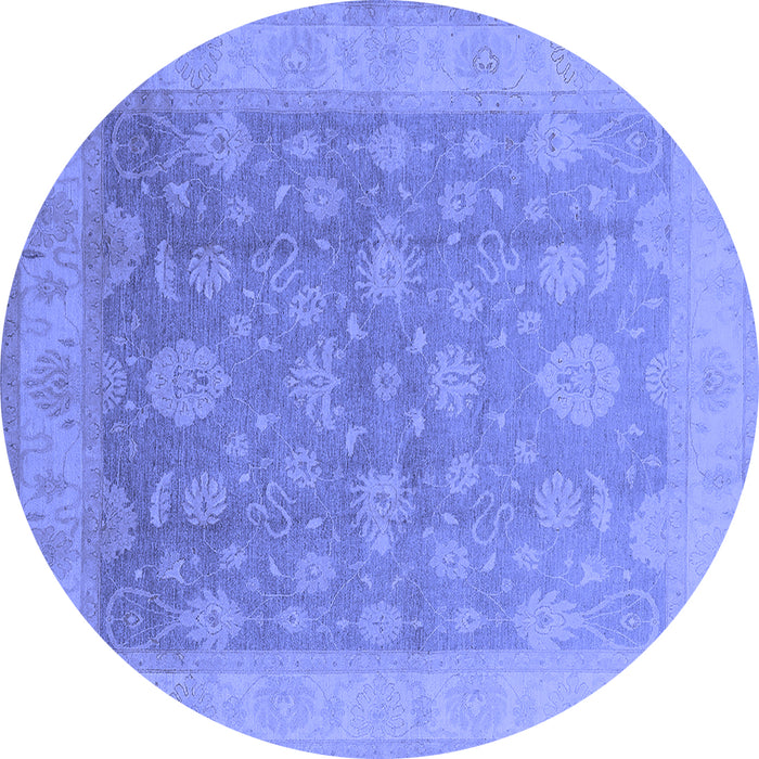 Round Oriental Blue Traditional Rug, urb476blu