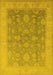 Machine Washable Oriental Yellow Traditional Rug, wshurb476yw