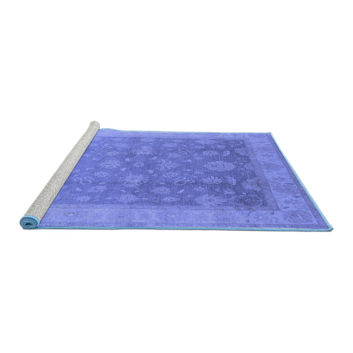 Sideview of Machine Washable Oriental Blue Traditional Rug, wshurb476blu