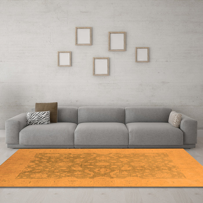 Machine Washable Oriental Orange Traditional Area Rugs in a Living Room, wshurb477org