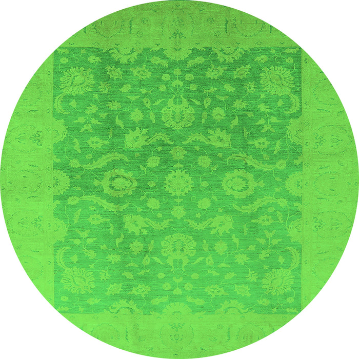 Round Oriental Green Traditional Rug, urb477grn