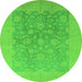 Round Oriental Green Traditional Rug, urb477grn