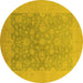 Round Oriental Yellow Traditional Rug, urb477yw
