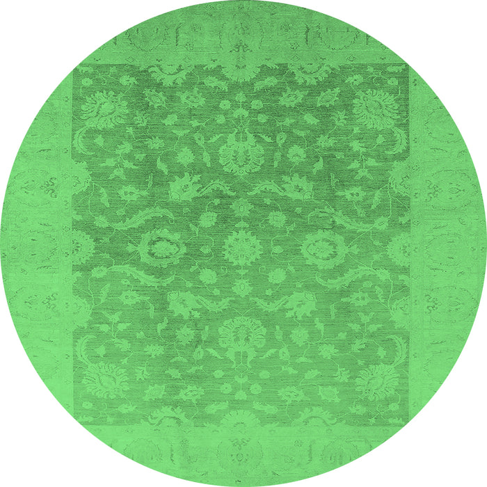 Round Oriental Emerald Green Traditional Rug, urb477emgrn