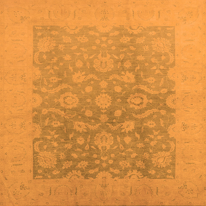 Square Machine Washable Oriental Orange Traditional Area Rugs, wshurb477org