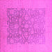 Square Machine Washable Oriental Pink Traditional Rug, wshurb477pnk