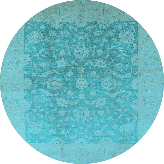 Round Oriental Light Blue Traditional Rug, urb477lblu