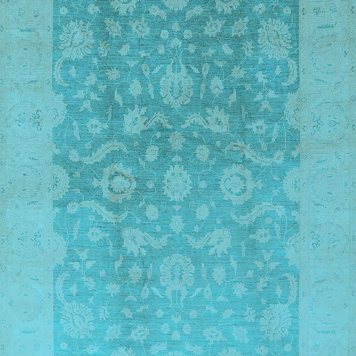 Machine Washable Oriental Light Blue Traditional Rug, wshurb477lblu