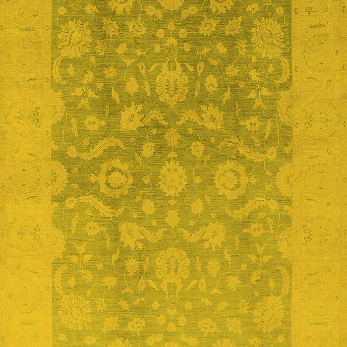 Machine Washable Oriental Yellow Traditional Rug, wshurb477yw