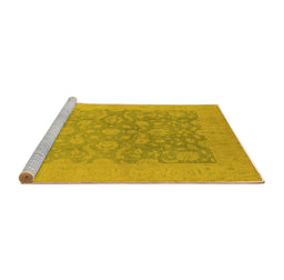 Sideview of Machine Washable Oriental Yellow Traditional Rug, wshurb477yw
