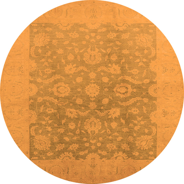 Round Oriental Orange Traditional Rug, urb477org