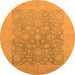 Round Oriental Orange Traditional Rug, urb477org