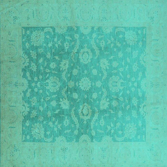 Square Oriental Turquoise Traditional Rug, urb477turq