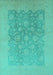 Machine Washable Oriental Turquoise Traditional Area Rugs, wshurb477turq