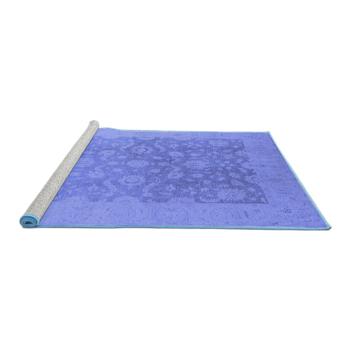 Sideview of Machine Washable Oriental Blue Traditional Rug, wshurb477blu