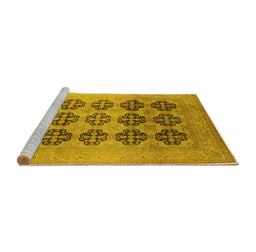 Sideview of Machine Washable Oriental Yellow Traditional Rug, wshurb478yw