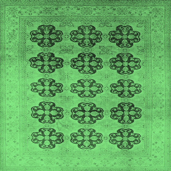 Square Oriental Emerald Green Traditional Rug, urb478emgrn