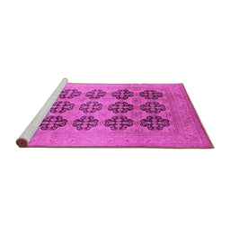 Sideview of Machine Washable Oriental Pink Traditional Rug, wshurb478pnk