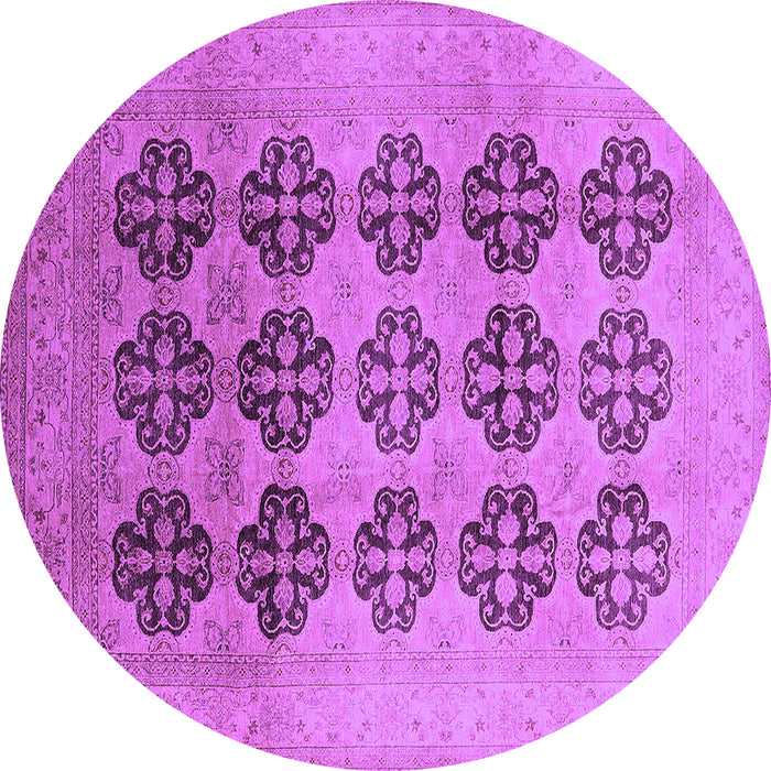 Round Machine Washable Oriental Purple Traditional Area Rugs, wshurb478pur
