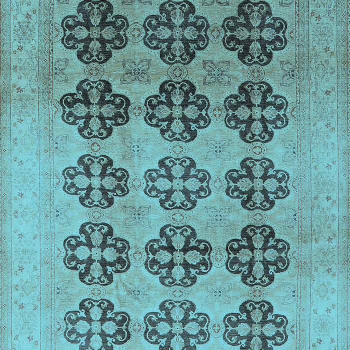 Machine Washable Oriental Light Blue Traditional Rug, wshurb478lblu