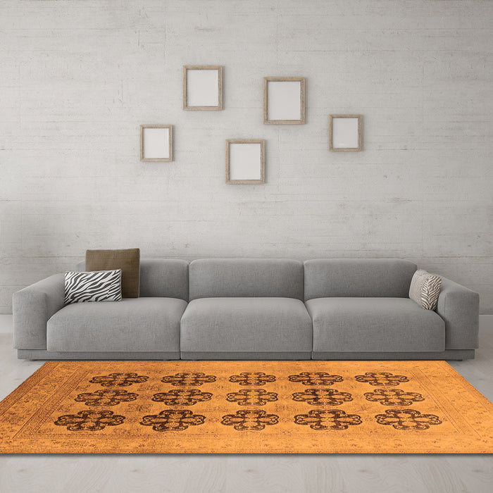 Machine Washable Oriental Orange Traditional Area Rugs in a Living Room, wshurb478org