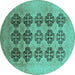Round Oriental Turquoise Traditional Rug, urb478turq