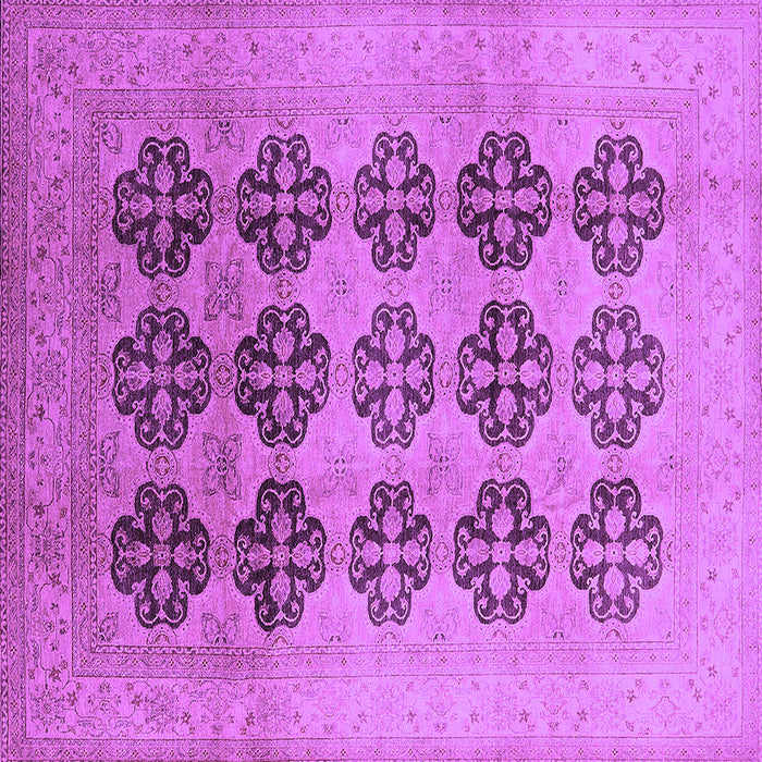 Square Machine Washable Oriental Purple Traditional Area Rugs, wshurb478pur
