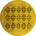 Round Oriental Yellow Traditional Rug, urb478yw