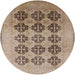 Round Mid-Century Modern Sienna Brown Oriental Rug, urb478